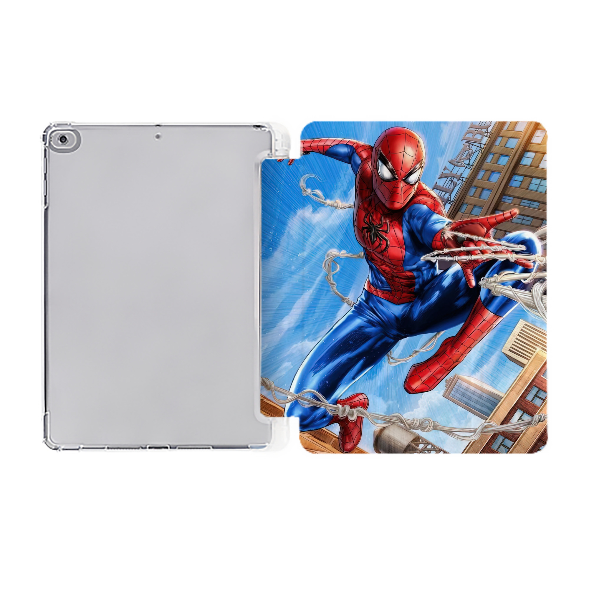 （画像用） Spider Man スパイダーマン IPad ケース ペン収納付き 三つ折りスタンド PUレザー×シリコン 対応機種9.5/10.5/10.9インチ